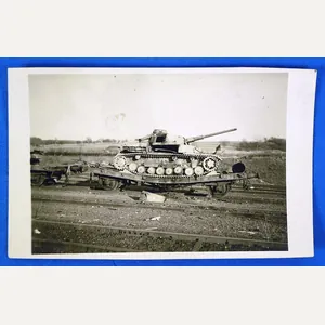 Postcard Photograph of a Damaged German Tank Being Removed from …