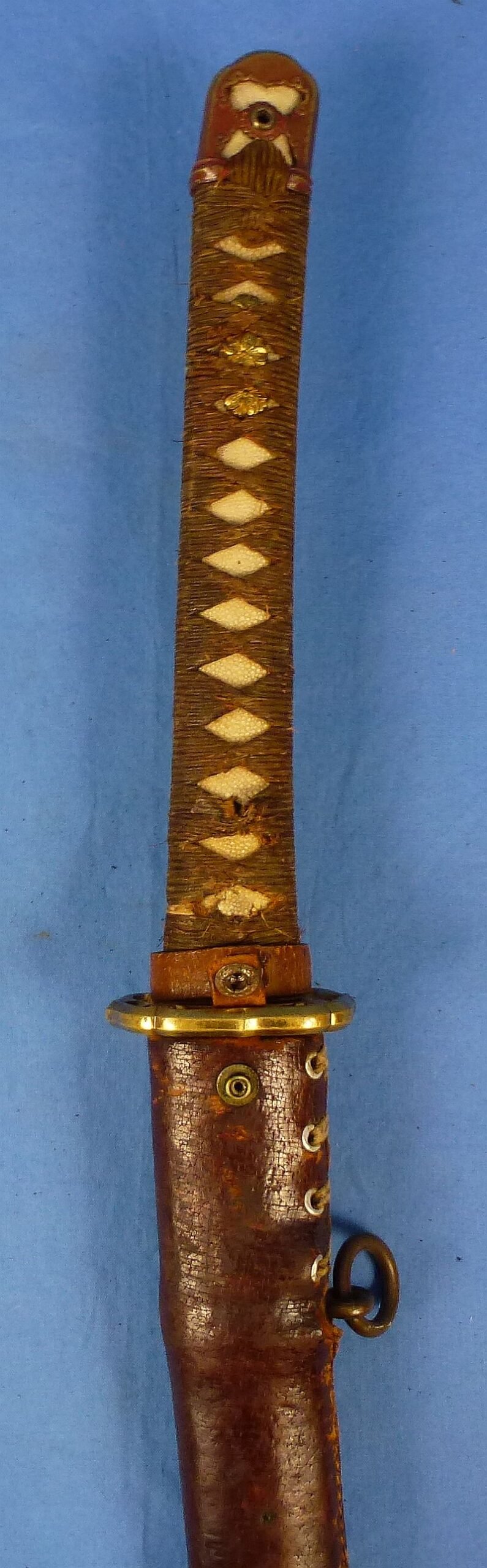 Signed WWII Shin Gunto Army Officer Sword in a Leather Combat Cover