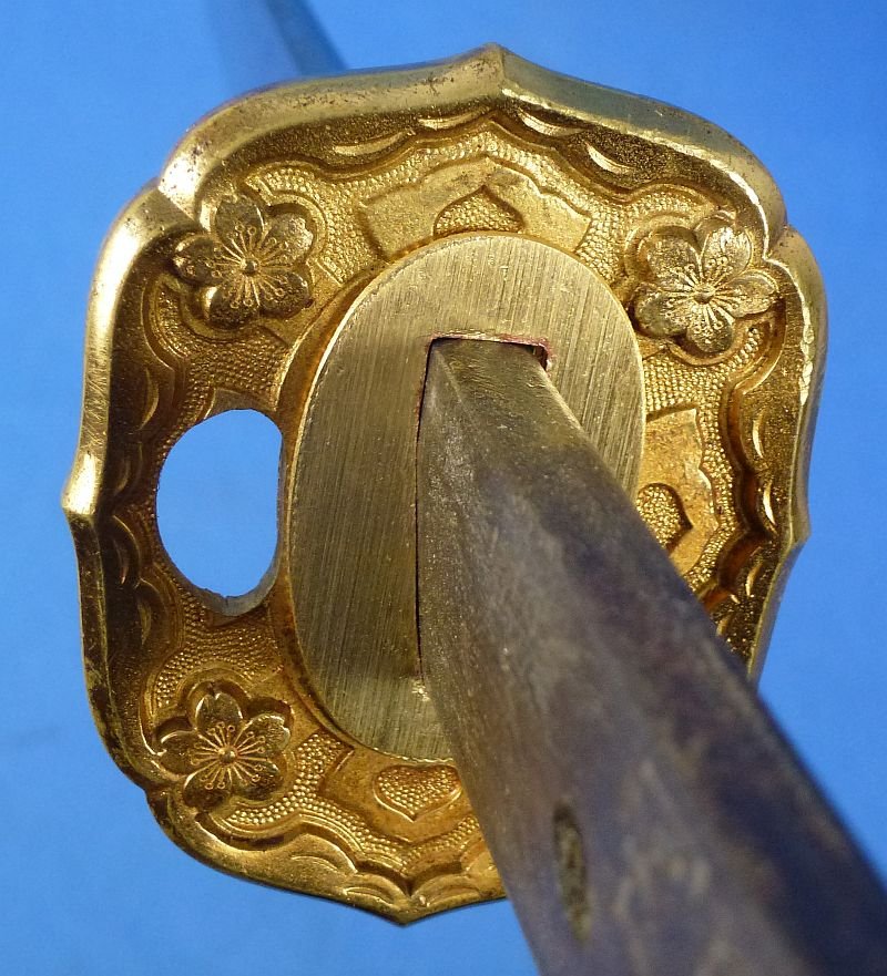 Signed WWII Shin Gunto Army Officer Sword in a Leather Combat Cover — image 9