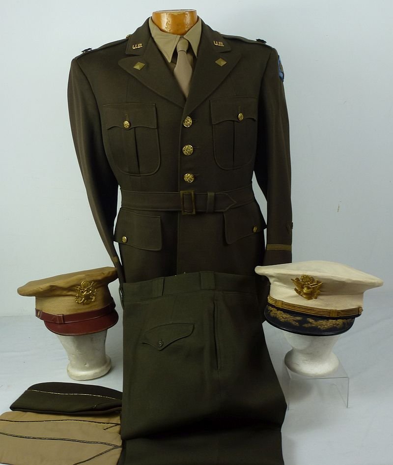 Named WWII Army Air Force Finance Corps Officer Uniform with Caps