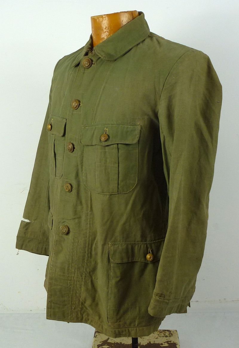 A Well Worn WWII Japanese Navy EM/CPO Green Tunic — image 3