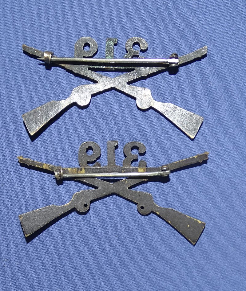 Pair WWI 319th Infantry Regiment 80th Division Officer's Collar Insignia — image 2