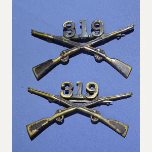 Pair WWI 319th Infantry Regiment 80th Division Officer's Collar Insignia
