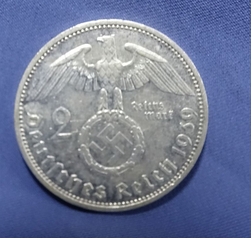 1939 German 2 Mark Silver Coin