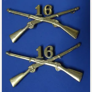 Pair 1905 Officer's 16th Infantry Regiment Collar Insignia