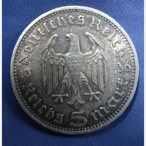 1936 German 5 Mark Silver Coin