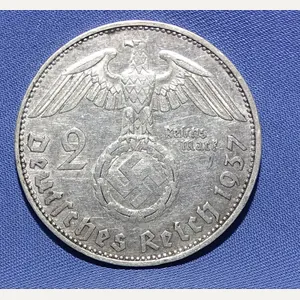 1937 German 2 Mark Silver Coin
