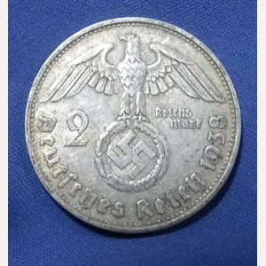 1938 German 2 Mark Silver Coin