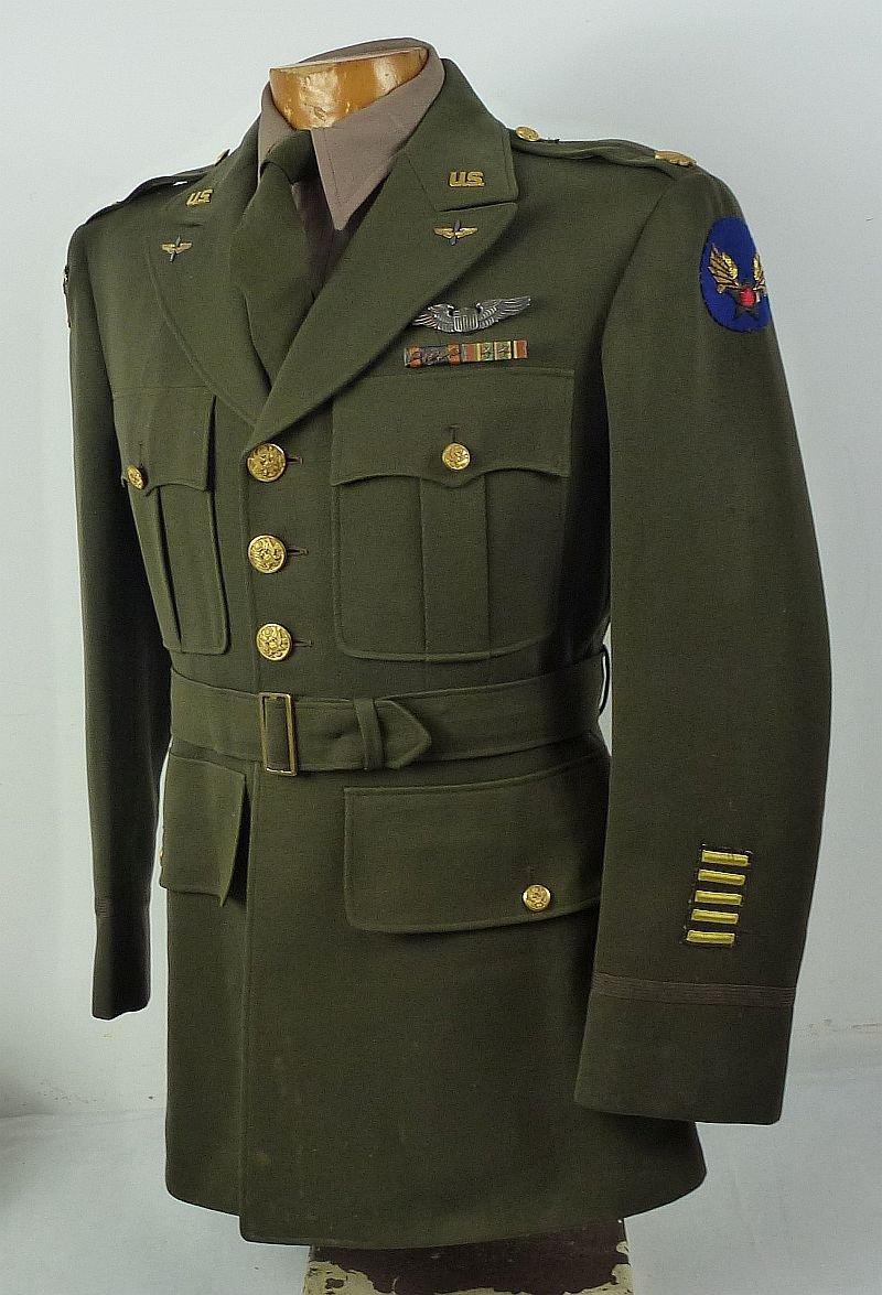 WWII U.S. Army Mediterranean Air Force Pilot Tunic, Shirt and Tie with Bullion Patches — image 2