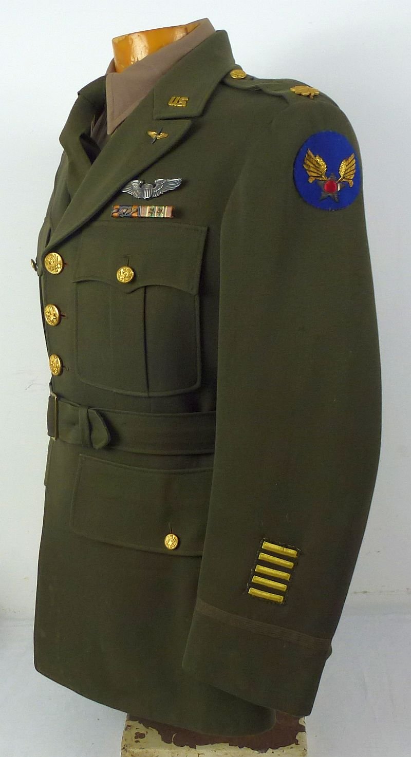 WWII U.S. Army Mediterranean Air Force Pilot Tunic, Shirt and Tie with Bullion Patches — image 4