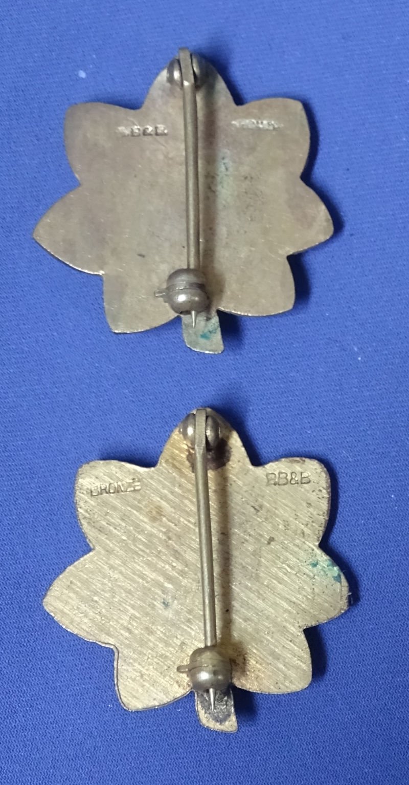 Pair WWII Major Rank Insignia BB&B Bronze — image 2