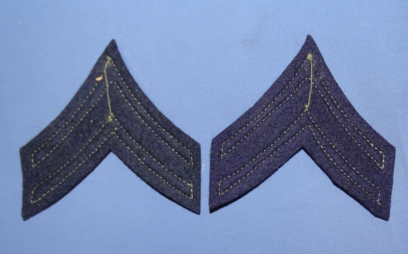 Pair WWII Wool On Wool Corporal Chevrons — image 2