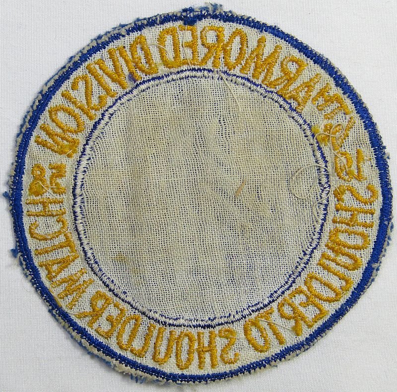 1958 4th Armored Division Shoulder to Shoulder Matches Patch — image 2