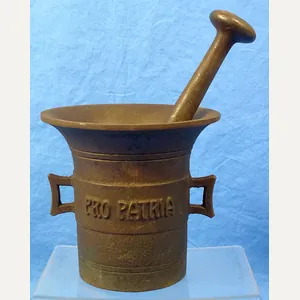 WWI German Bronze Apothecary Mortar and Pestle Marked 'Pro Patria …