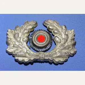 Silver Plated German Army Visor Cap Wreath / Cockade