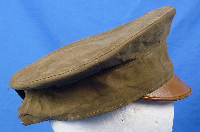 WWI Army Officer Visor Cap with Rain Cover — image 3