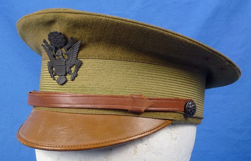 WWI Army Officer Visor Cap with Rain Cover — image 8