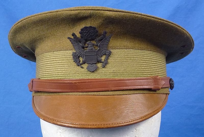 WWI Army Officer Visor Cap with Rain Cover — image 9