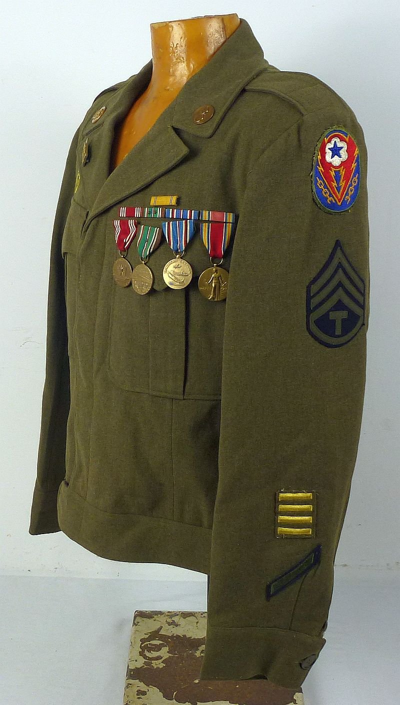 WWII Third Army / ETO HQ 302nd Ordnance Regiment Ike Jacket with Medals — image 5