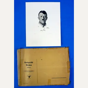 Signed Portrait Engraving of Adolf Hitler with US GI Annotated …