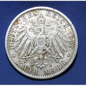 1907 German 2 Mark Silver Coin