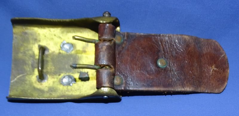 WWI Prussian Enlisted Brass Belt Buckle With Leather Tab — image 2