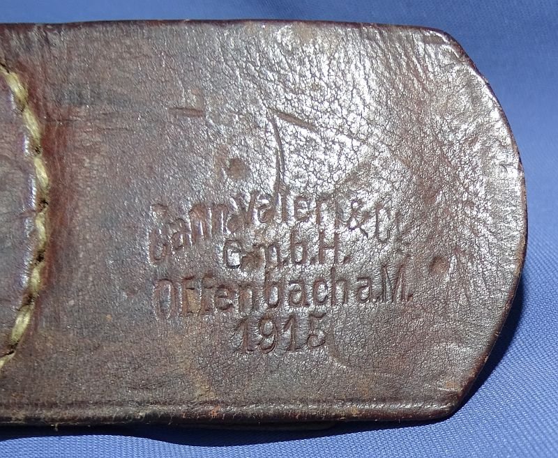 WWI Hessian Enlisted Belt Buckle With Leather Tab Dated 1915 — image 2