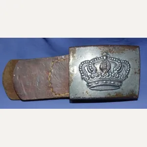 WWI Hessian Enlisted Belt Buckle With Leather Tab Dated 1915