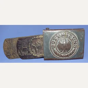 Reichswehr Enlisted Belt Buckle With Unit Marked Tab Dated 1926