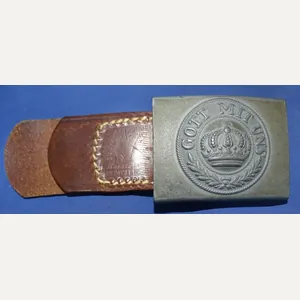 WWI German Enlisted Belt Buckle With Leather Tab Dated 1916