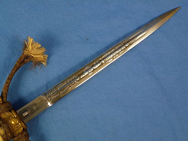 Untouched and Uncleaned Kriegsmarine Officer Dagger with Etched Blade by E. & F. Horster — image 4