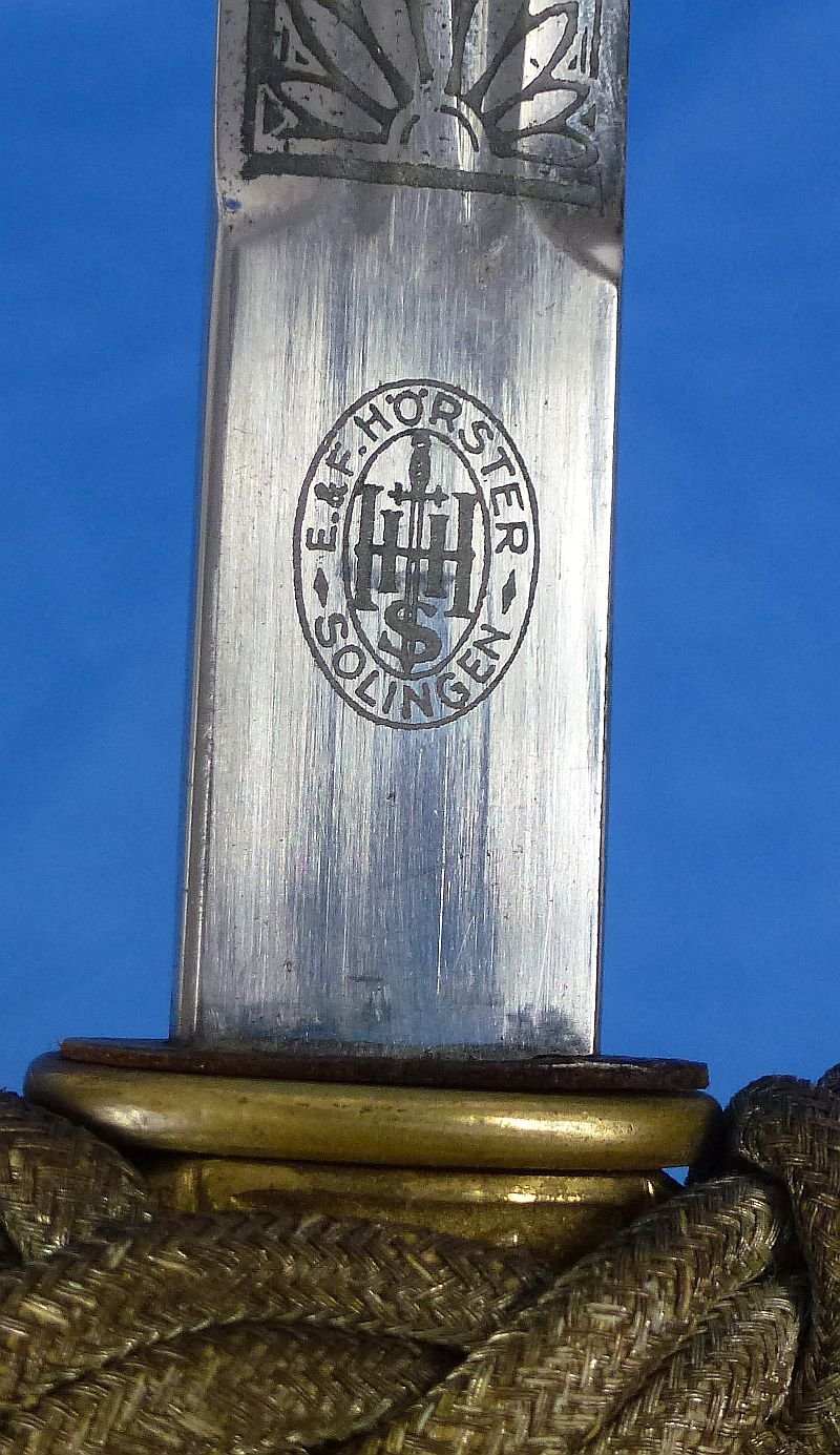 Untouched and Uncleaned Kriegsmarine Officer Dagger with Etched Blade by E. & F. Horster — image 6