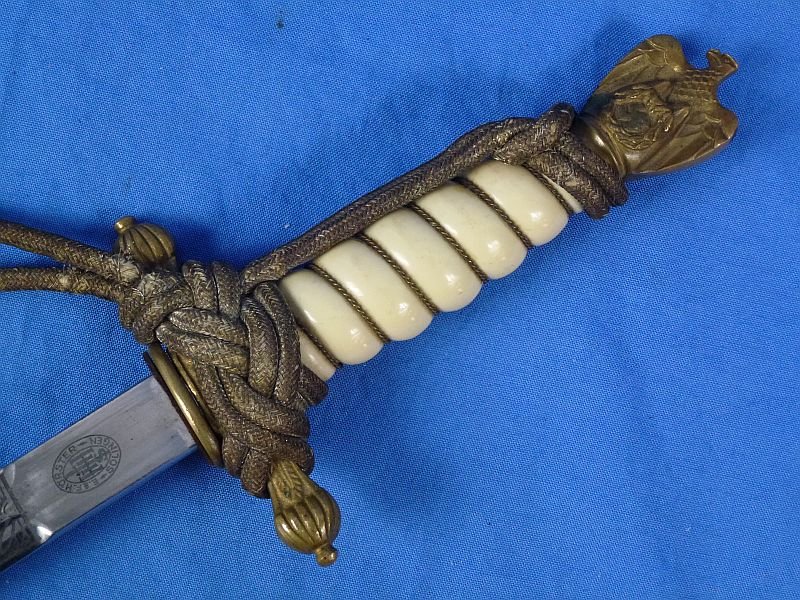 Untouched and Uncleaned Kriegsmarine Officer Dagger with Etched Blade by E. & F. Horster — image 8