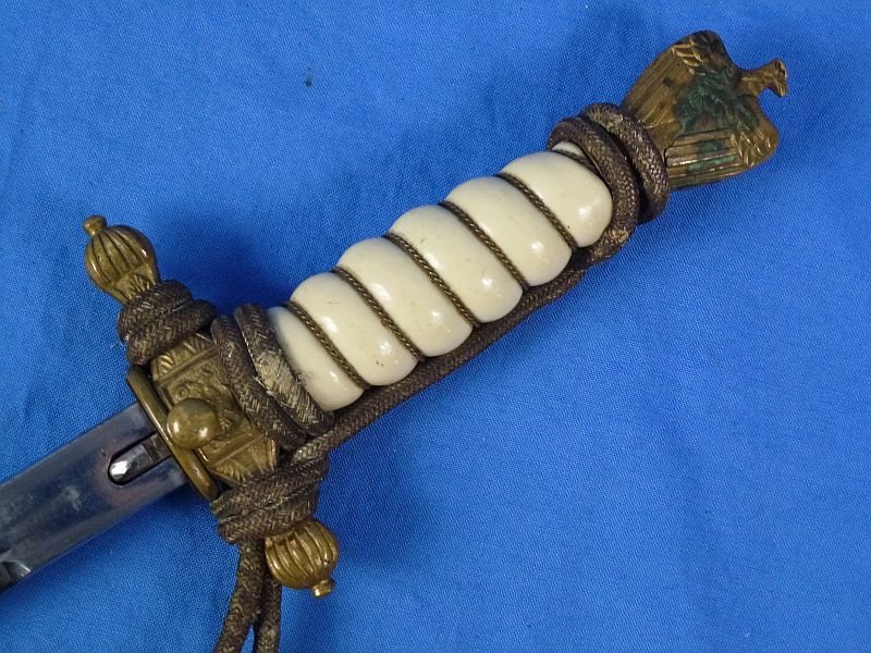 Untouched and Uncleaned Kriegsmarine Officer Dagger with Etched Blade by E. & F. Horster — image 9