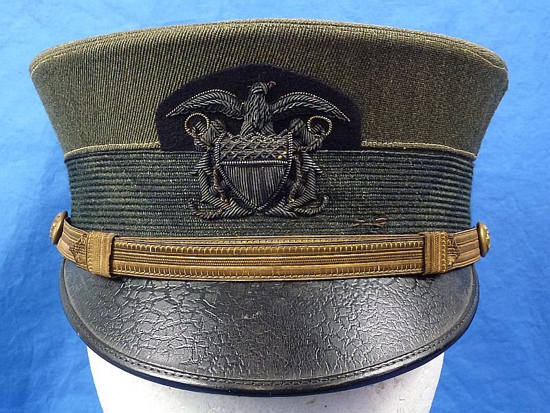 WWI U.S. Navy Aviator Green Bell Crown Officer Visor Cap — image 2