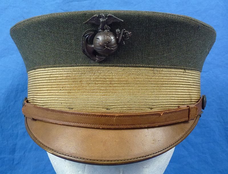 Named WWI U.S. Marine Corps Officer Green Bell Crown Visor Cap — image 2