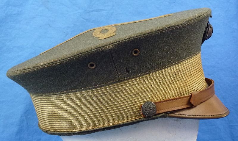 Named WWI U.S. Marine Corps Officer Green Bell Crown Visor Cap — image 3