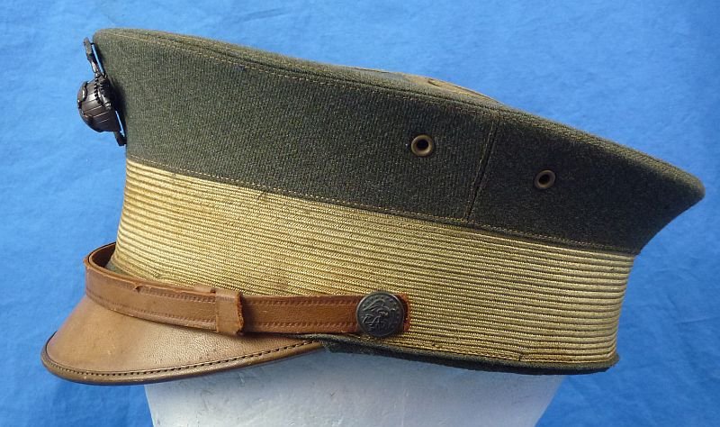 Named WWI U.S. Marine Corps Officer Green Bell Crown Visor Cap — image 5