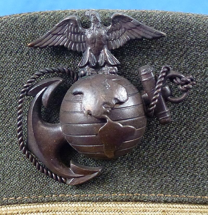 Named WWI U.S. Marine Corps Officer Green Bell Crown Visor Cap — image 6
