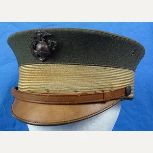 Named WWI U.S. Marine Corps Officer Green Bell Crown Visor …