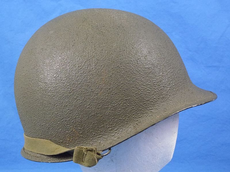 WWII Front Seam Swivel Bale M1 Combat Helmet with Laundry Mark — image 3