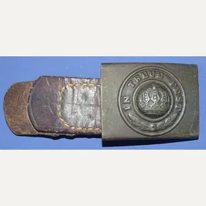 WWI Bavarian Enlisted / NCO Belt Buckle With Leather Tab