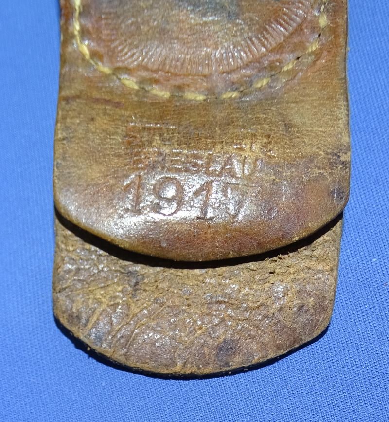 WWI Prussian Enlisted / NCO Belt Buckle With 1917 Leather Tab — image 2
