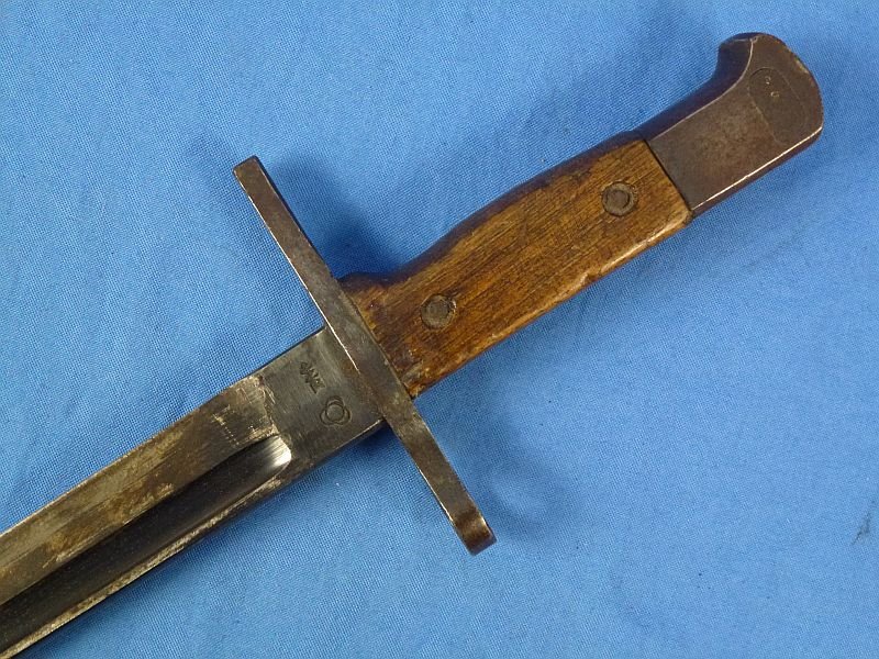 Arisaka Rifle Bayonet by National Denki under Kokura Arsenal Supervision with Rubberized Canvas Scabbard and Frog — image 6