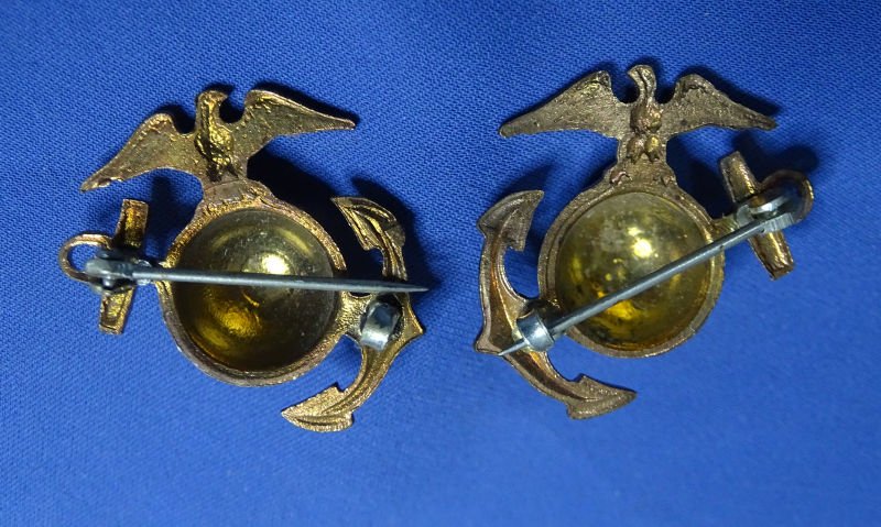 Pair 1920's Enlisted Marine Corps Dress Eagle Globe & Anchors — image 2