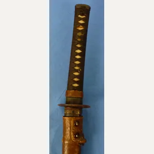 Japanese Katana in Civilian Mounts and Leather Combat Cover