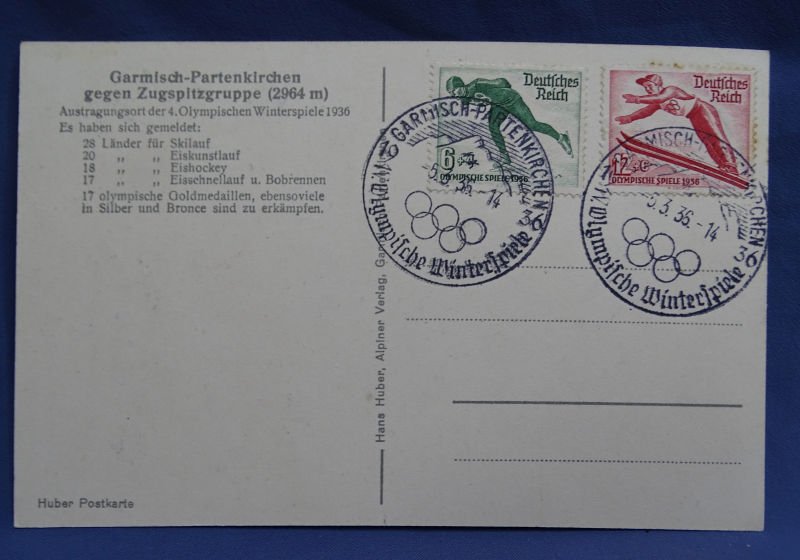 WWII German 1936 Olympics Post Card — image 2