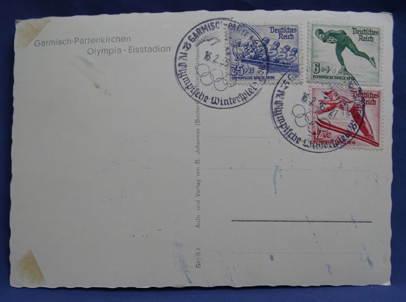WWII German 1936 Olympics Postcard 4 x 6″ — image 2