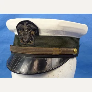 WWI U.S. Navy Officer White Top Visor Cap