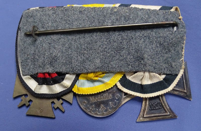 WWI Saxon Three Award Medal Bar With Iron Cross Non-Combatant Ribbon — image 2